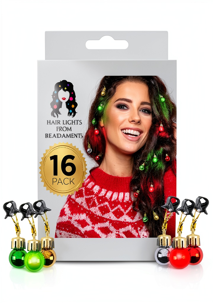 Beardaments light-up Christmas hair accessories