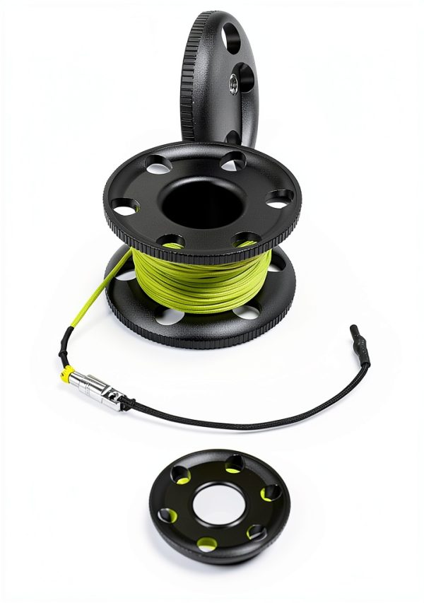 Diving Reel Pluzluce 100ft Aluminum Handheld Orange Line Black Reel-3