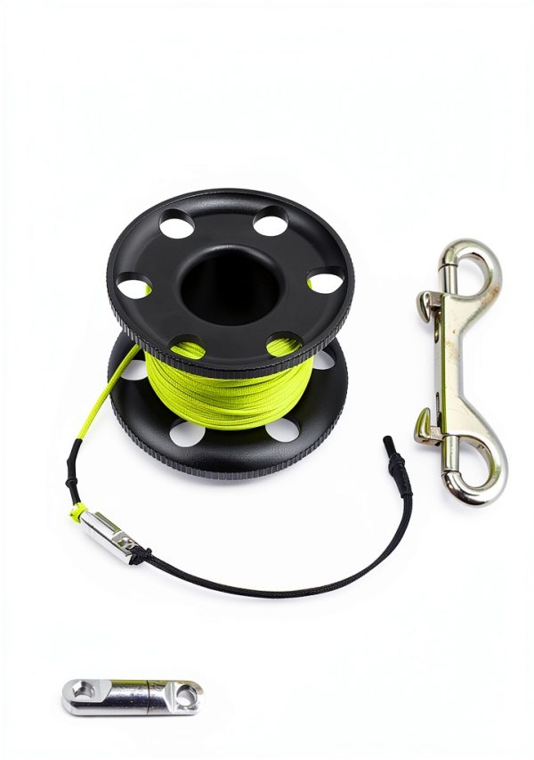 Diving Reel Pluzluce 100ft Aluminum Handheld Orange Line Black Reel-6