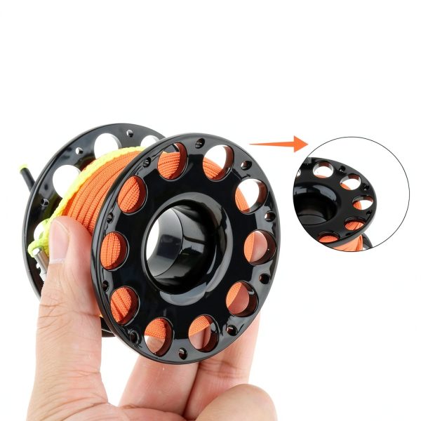 Fiozinx Diving Finger Reel 100ft Nylon Line Black Reel+Orange Line-4