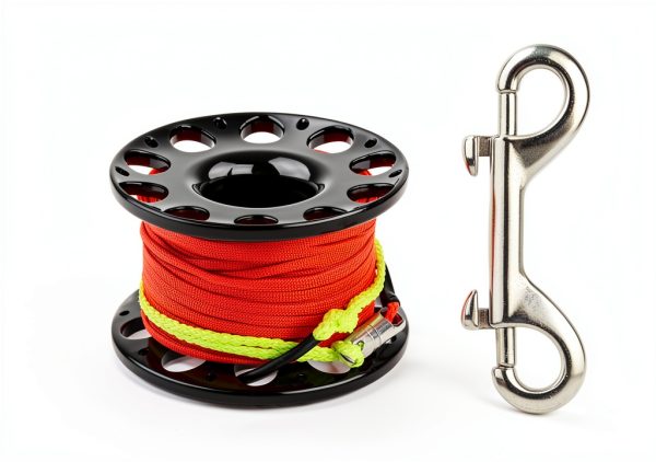 Fiozinx Diving Finger Reel 100ft Nylon Line Black Reel+Orange Line-6