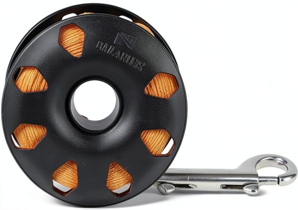 Dive Rite Finger Reel Scuba Diving Spool 60/120in Brass Clip Orange-0
