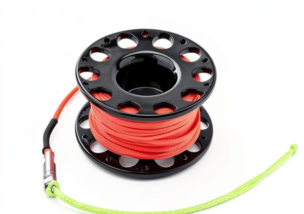 Fiozinx Diving Finger Reel 100ft Nylon Line Black Reel+Orange Line-1