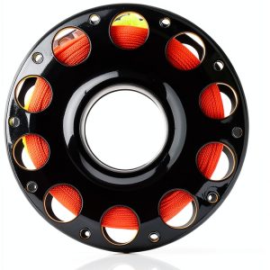 Fiozinx Diving Finger Reel 100ft Nylon Line Black Reel+Orange Line-0
