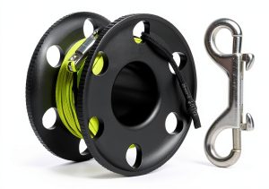 Diving Reel Pluzluce 100ft Aluminum Handheld Orange Line Black Reel-0