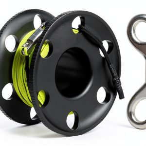 Diving Reel Pluzluce 100ft Aluminum Handheld Orange Line Black Reel-0