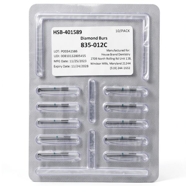 Flat End Cylinder Coarse Grit Diamond Burs 10 Pack HSB FG 835-012C-1