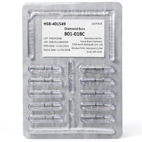 Round Coarse Grit Diamond Burs 801-018C House Dentistry Pack of 10-1