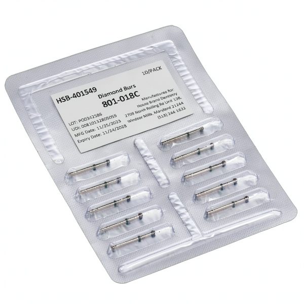 Round Coarse Grit Diamond Burs 801-018C House Dentistry Pack of 10-0