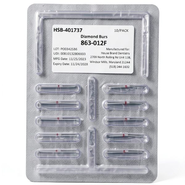 Flame Fine Grit Diamond Burs 863-012F 10 Pack House Brand Dentistry-1