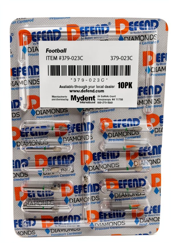 Defend Diamond Football 10pc Coarse Green Dental Burs by MyDent-0