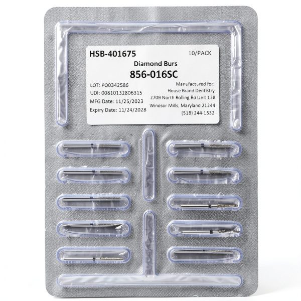 Diamond Burs 10/Pk Round End Taper Coarse Grit House Brand Dentistry-1