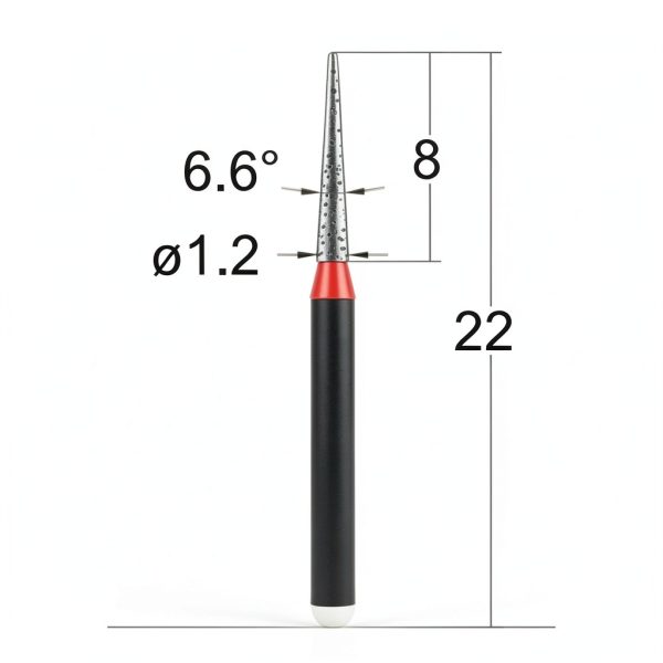 OSUNG Conical Pointed Fine Grit Diamond Bur 1.2mm Slender Pack of 5-1